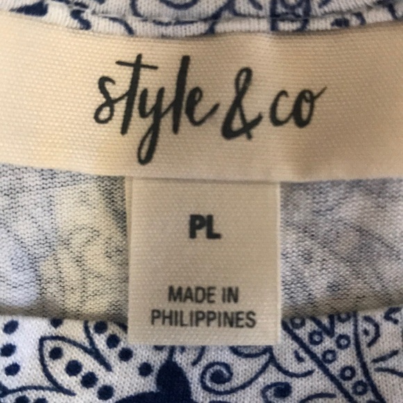 Style & Co. wrap style hem blue and white top - Picture 5 of 6